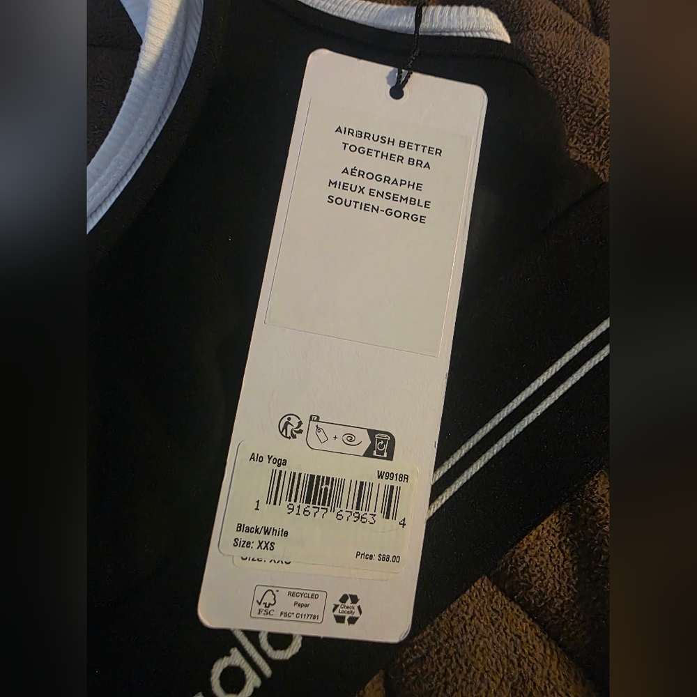 Alo FIRE! NWT! Airbrush Better Together Bra in Black/White. Sz XXS. R2S!! - Picture 9 of 13